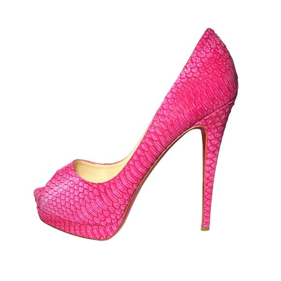 Christian Louboutin Altadama 140 Watersnake Peep Toe Stiletto Platform Pumps 40